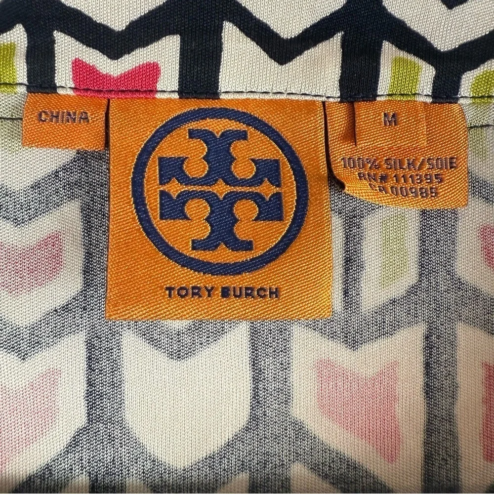 Tory Burch Women's 100% Silk Knit Tunic Top Multi Color Beaded Color Sz:M